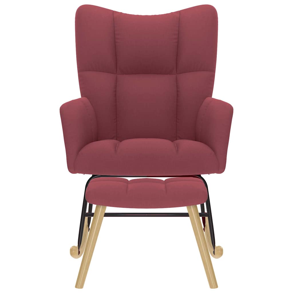 Chaise à bascule avec repose-pied Rouge bordeaux Tissu