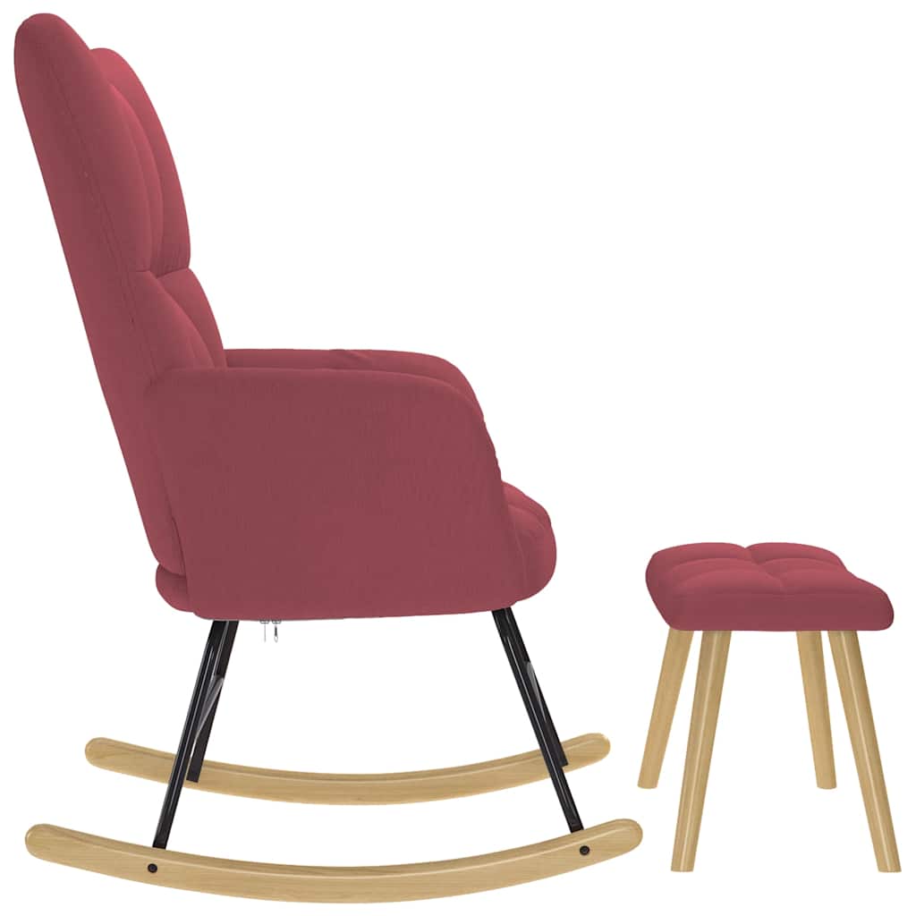 Chaise à bascule avec repose-pied Rouge bordeaux Tissu