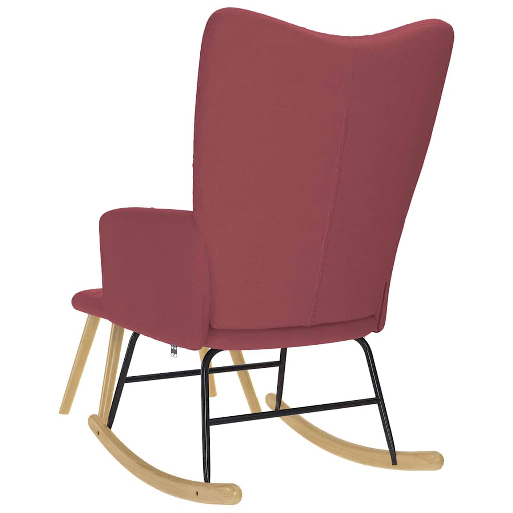 Chaise à bascule avec repose-pied Rouge bordeaux Tissu