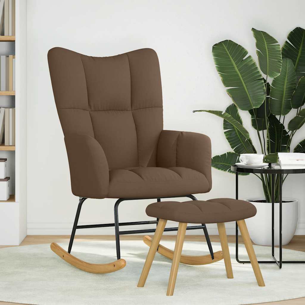 Chaise à bascule avec repose-pied Marron Tissu - XIOS