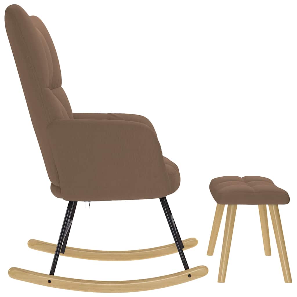 Chaise à bascule avec repose-pied Marron Tissu - XIOS