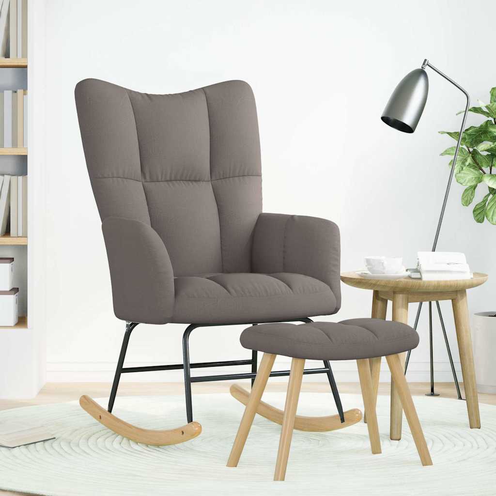 Chaise à bascule avec repose-pied Taupe Tissu