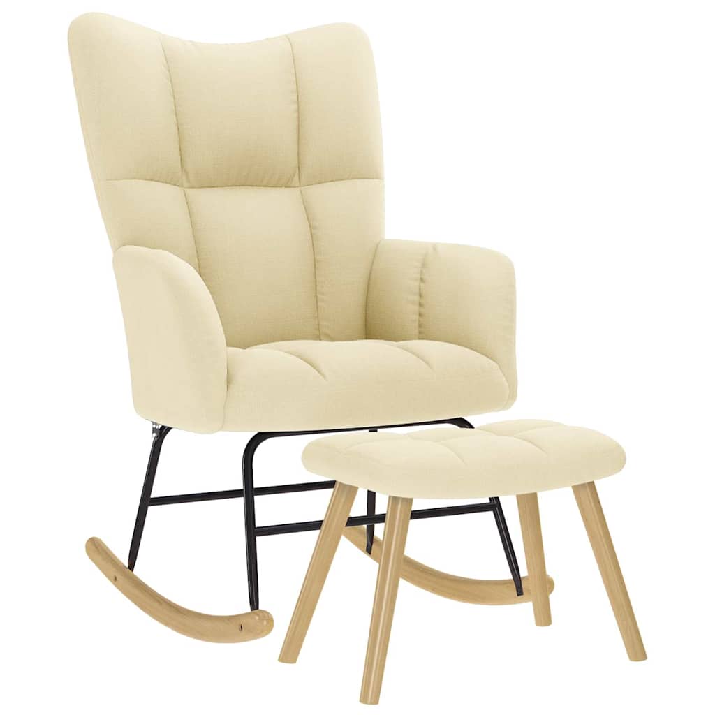 Chaise à bascule avec repose-pied Crème Tissu - XIOS