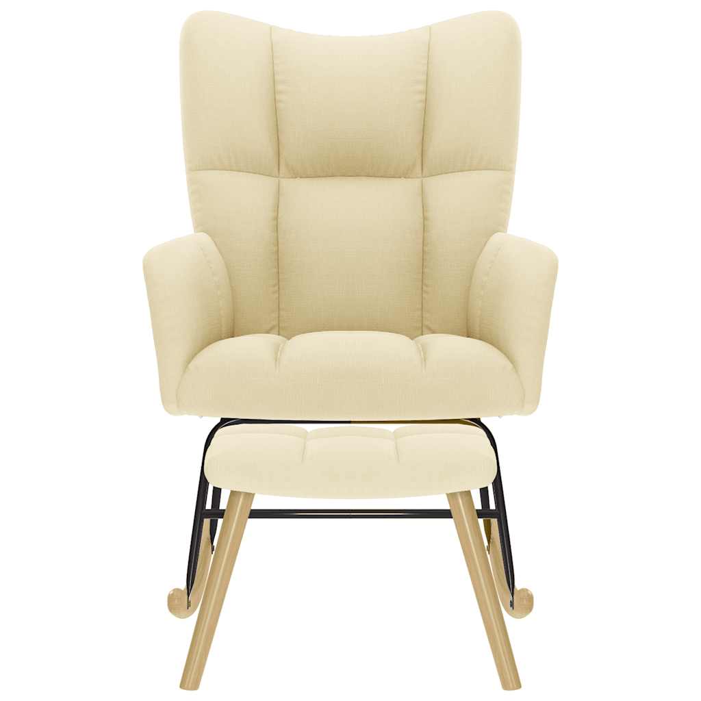 Chaise à bascule avec repose-pied Crème Tissu