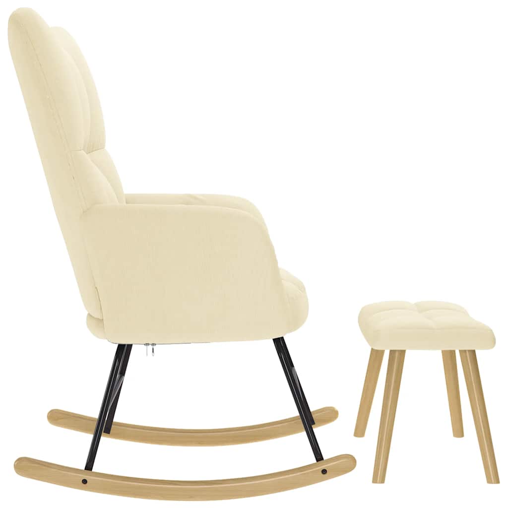 Chaise à bascule avec repose-pied Crème Tissu - XIOS