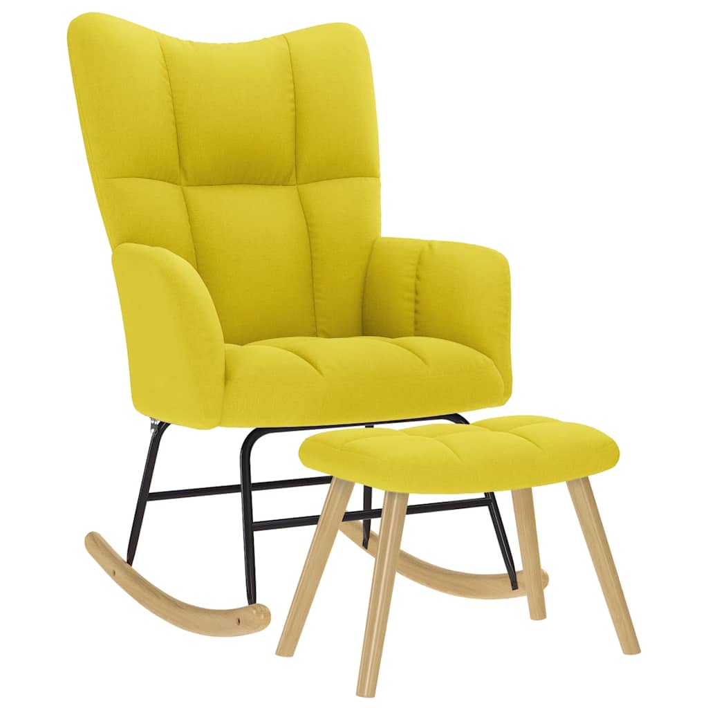 Chaise à bascule avec repose-pied jaune clair tissu - XIOS