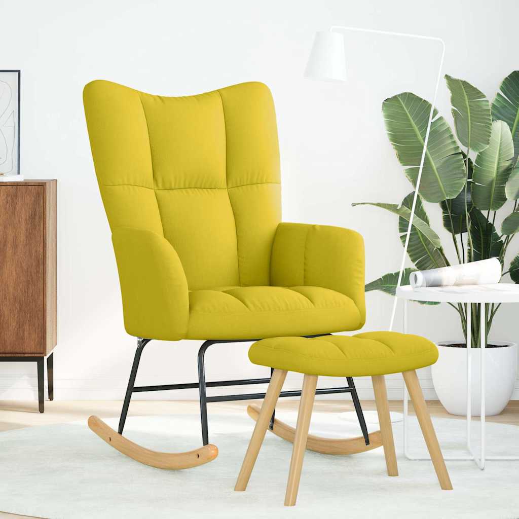 Chaise à bascule avec repose-pied jaune clair tissu - XIOS