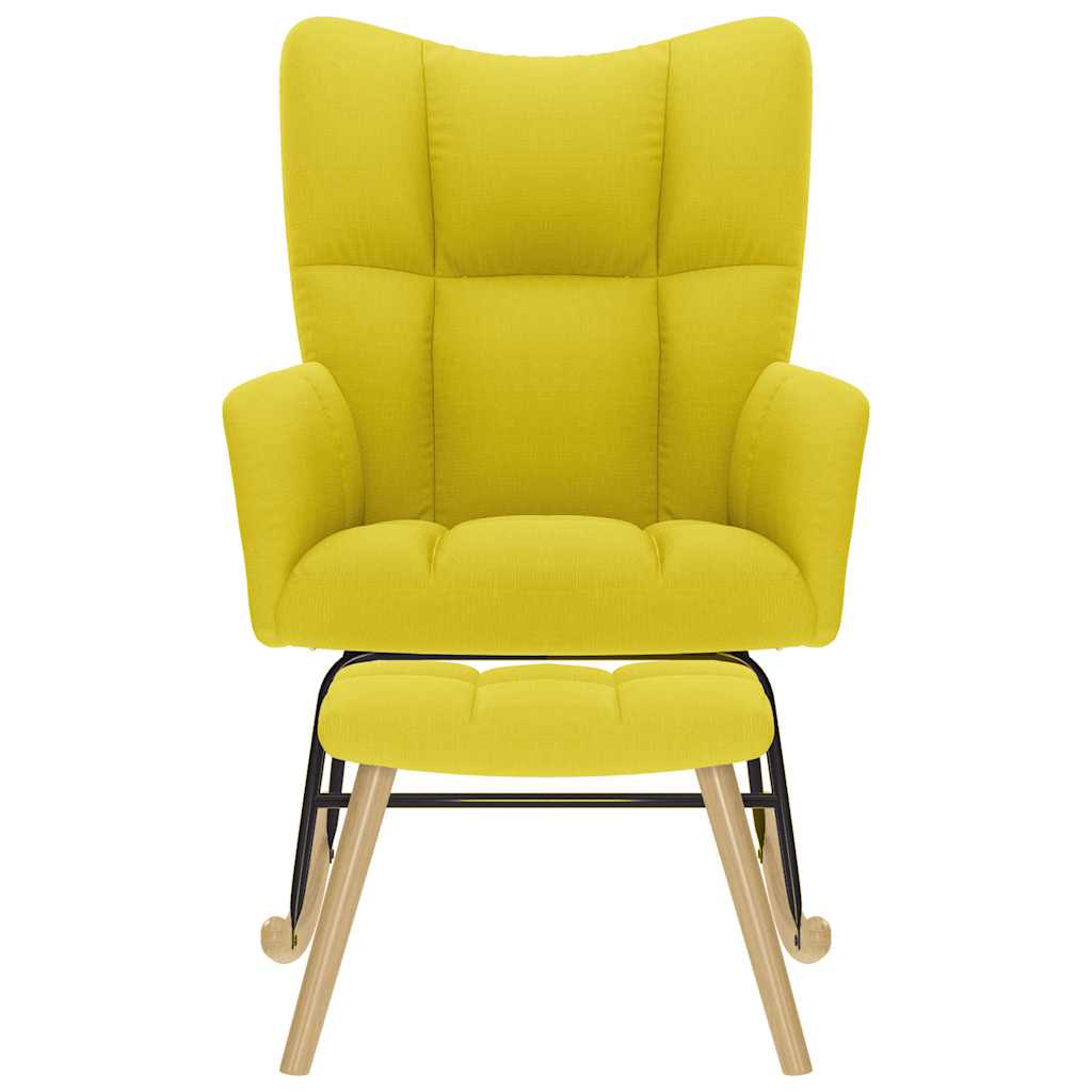 Chaise à bascule avec repose-pied jaune clair tissu - XIOS