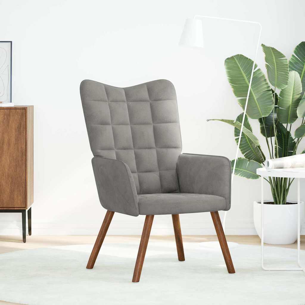 Chaise de relaxation Gris clair Velours - XIOS