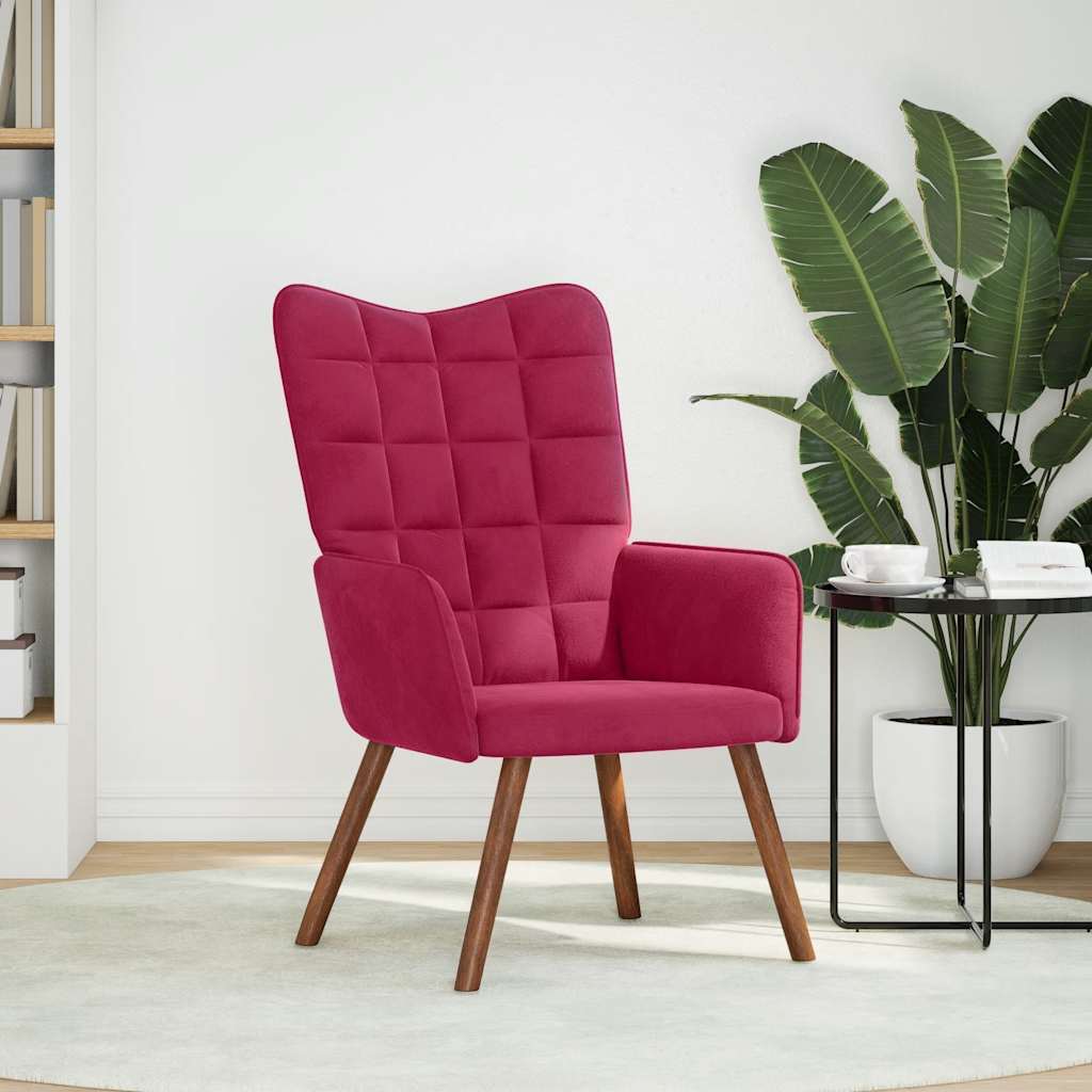 Chaise de relaxation Rouge bordeaux Velours - XIOS