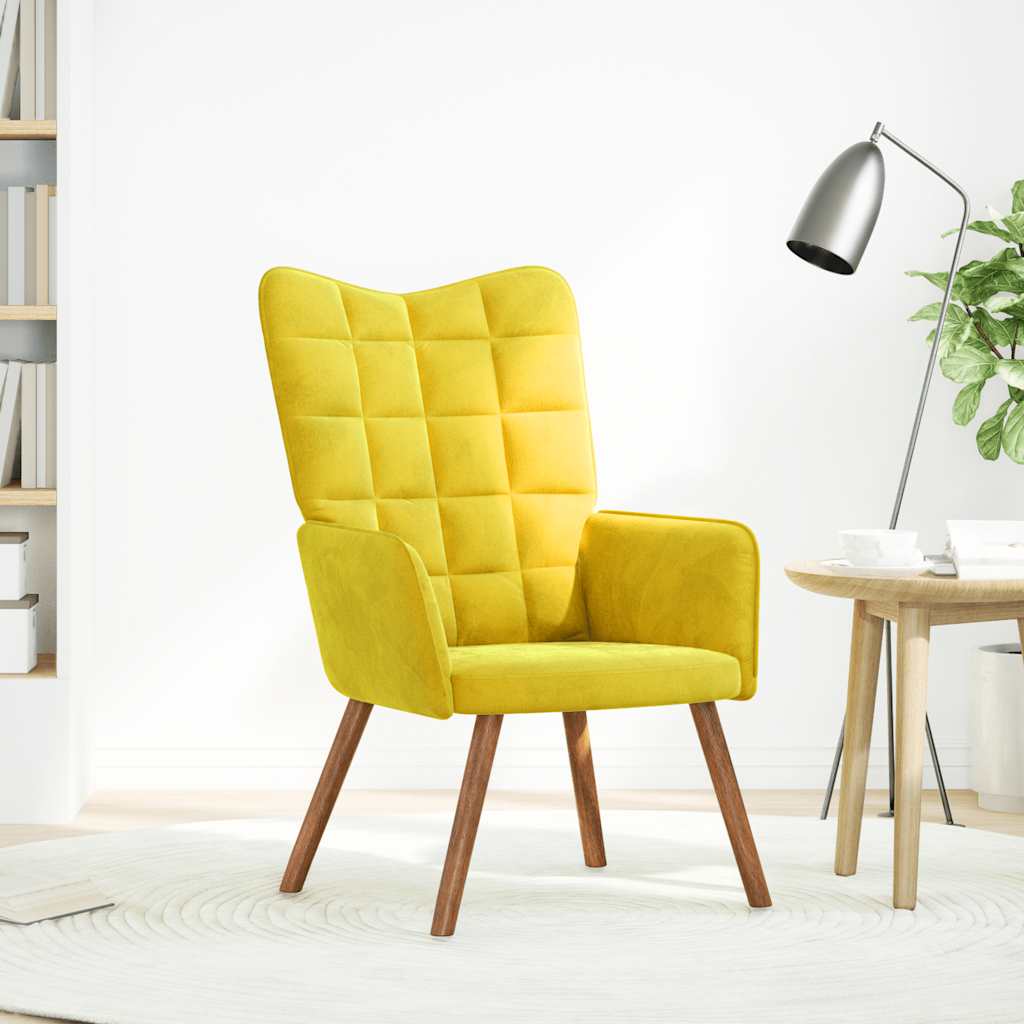 Chaise de relaxation jaune velours - XIOS