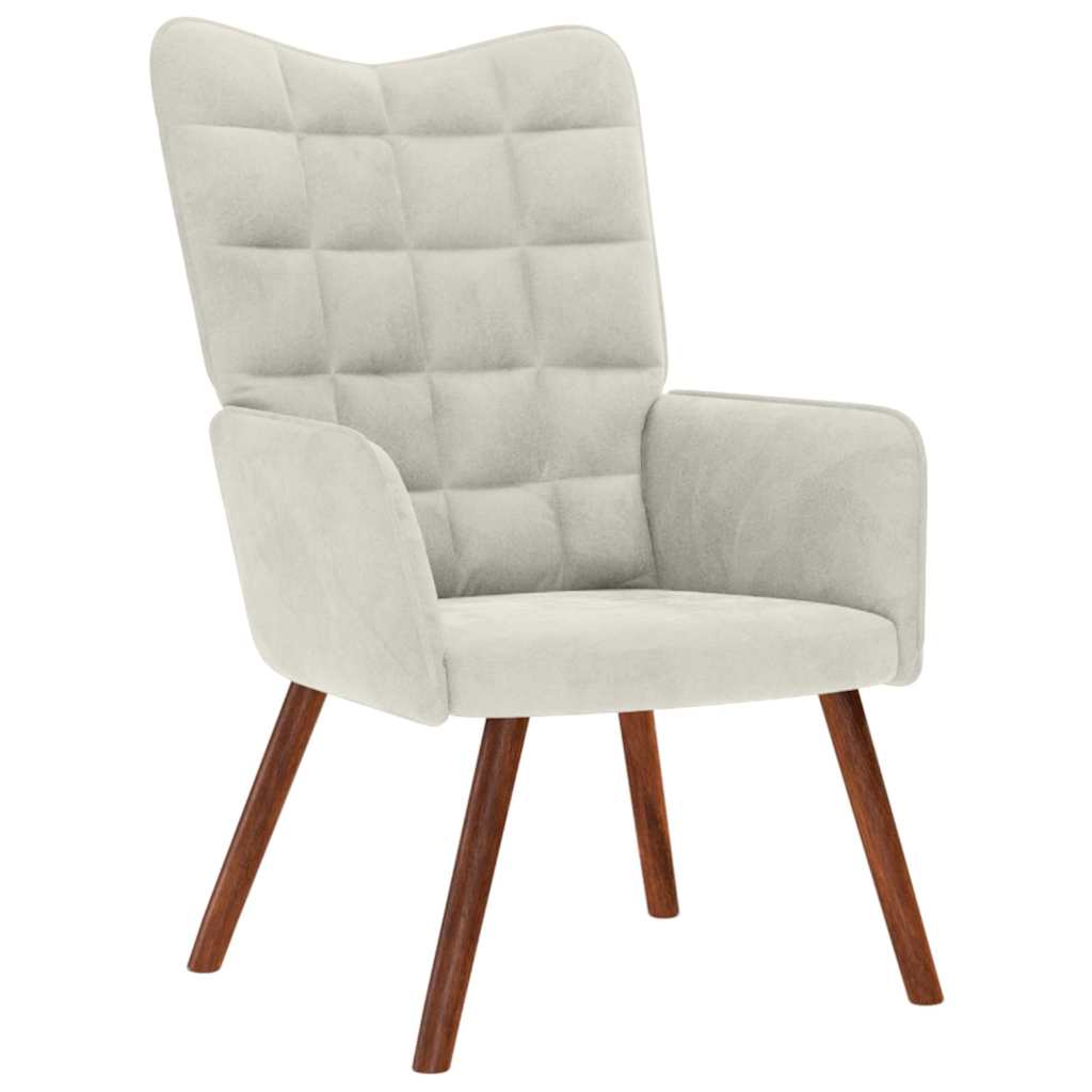 Chaise de relaxation crème velours - XIOS