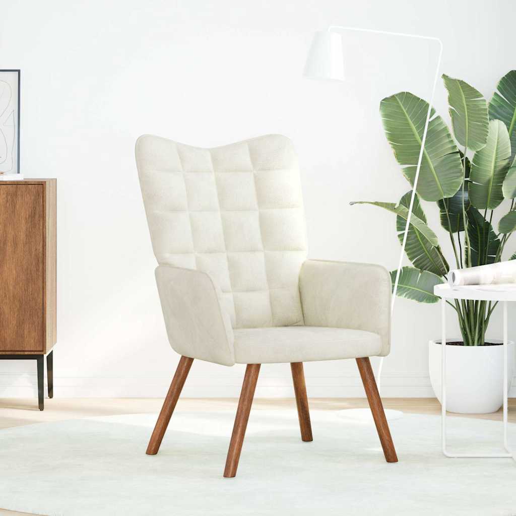 Chaise de relaxation crème velours - XIOS