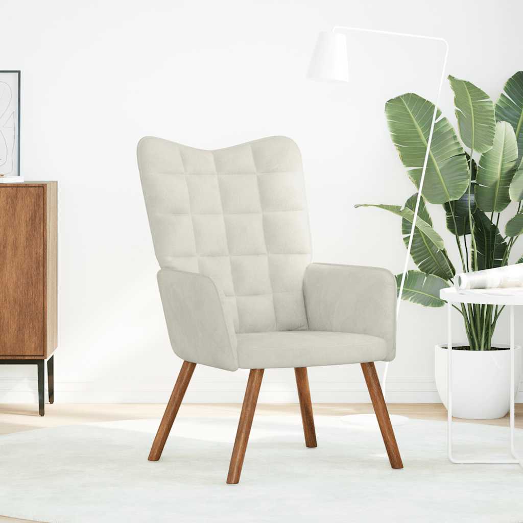 Chaise de relaxation crème velours - XIOS