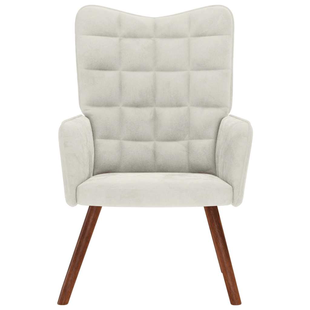 Chaise de relaxation crème velours - XIOS