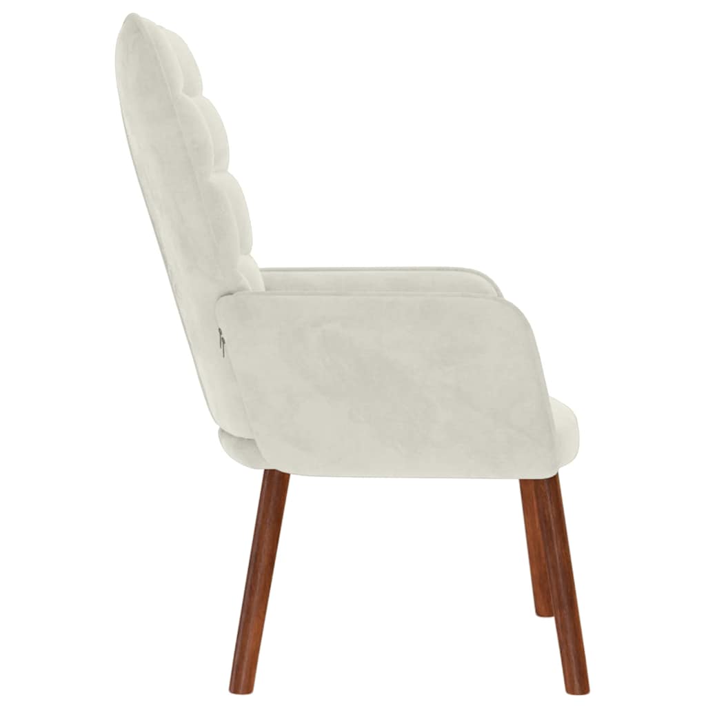 Chaise de relaxation crème velours - XIOS