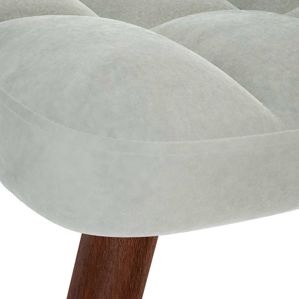 Chaise de relaxation avec tabouret Gris clair Velours - XIOS