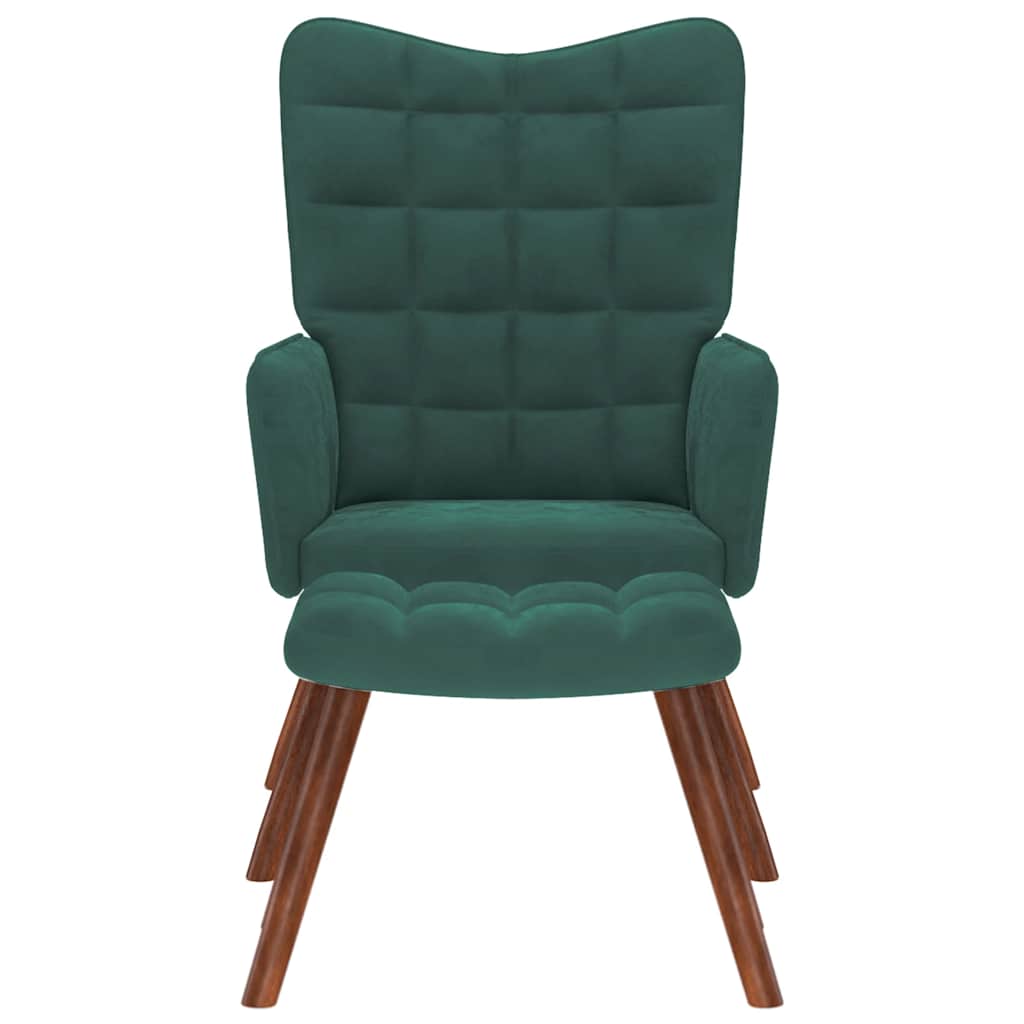 Chaise de relaxation avec tabouret Vert foncé Velours - XIOS