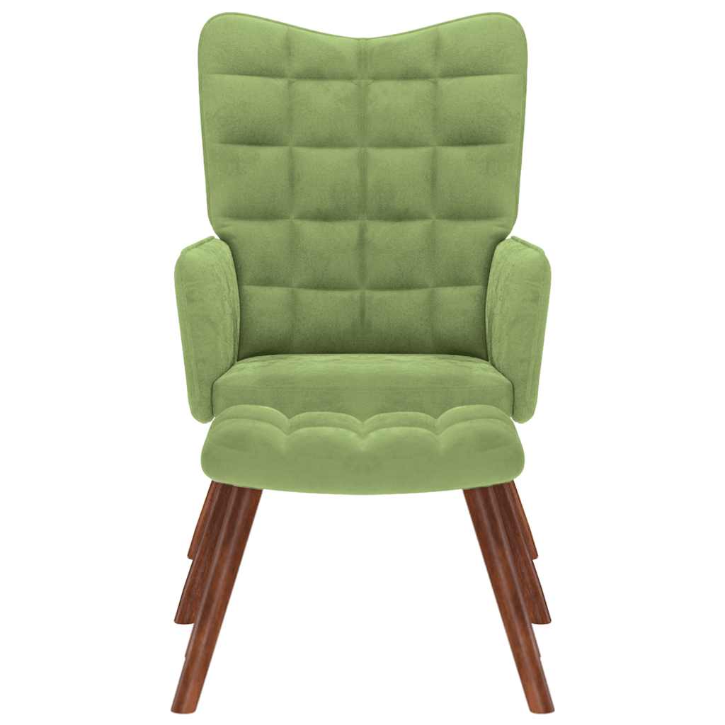 Chaise de relaxation avec tabouret Vert clair Velours - XIOS