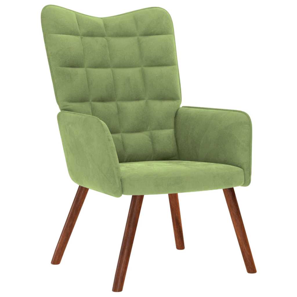 Chaise de relaxation avec tabouret Vert clair Velours - XIOS