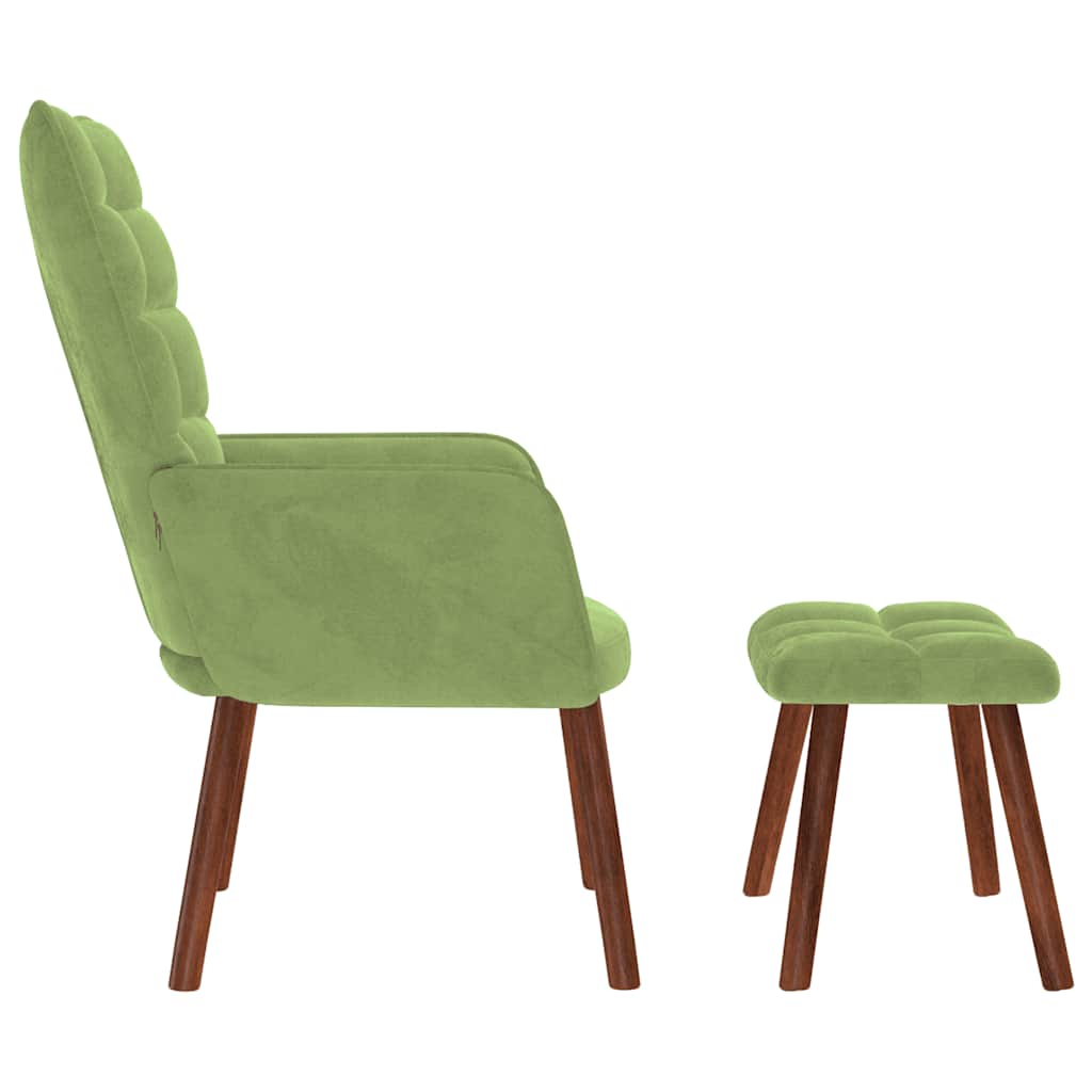 Chaise de relaxation avec tabouret Vert clair Velours - XIOS