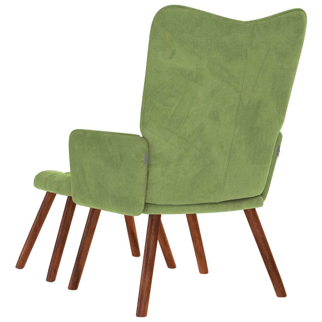 Chaise de relaxation avec tabouret Vert clair Velours - XIOS