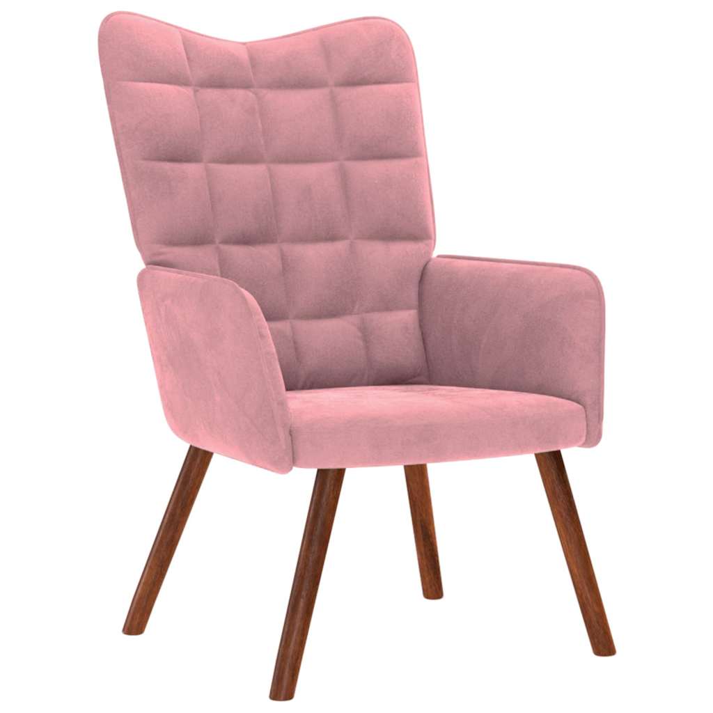 Chaise de relaxation avec tabouret Rose Velours - XIOS