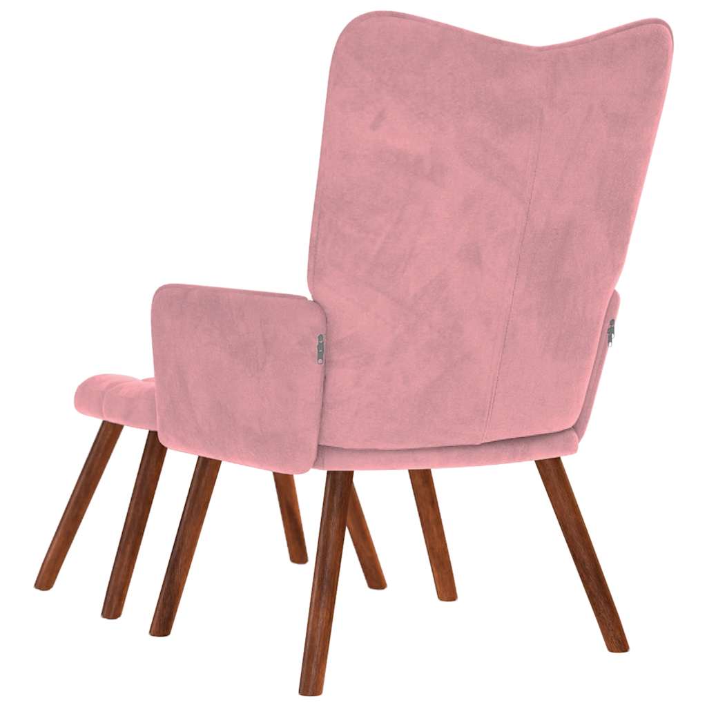 Chaise de relaxation avec tabouret Rose Velours - XIOS