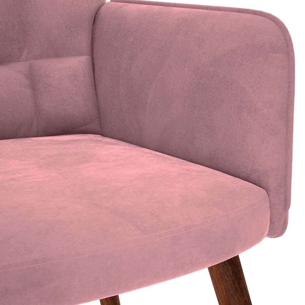 Chaise de relaxation avec tabouret Rose Velours - XIOS