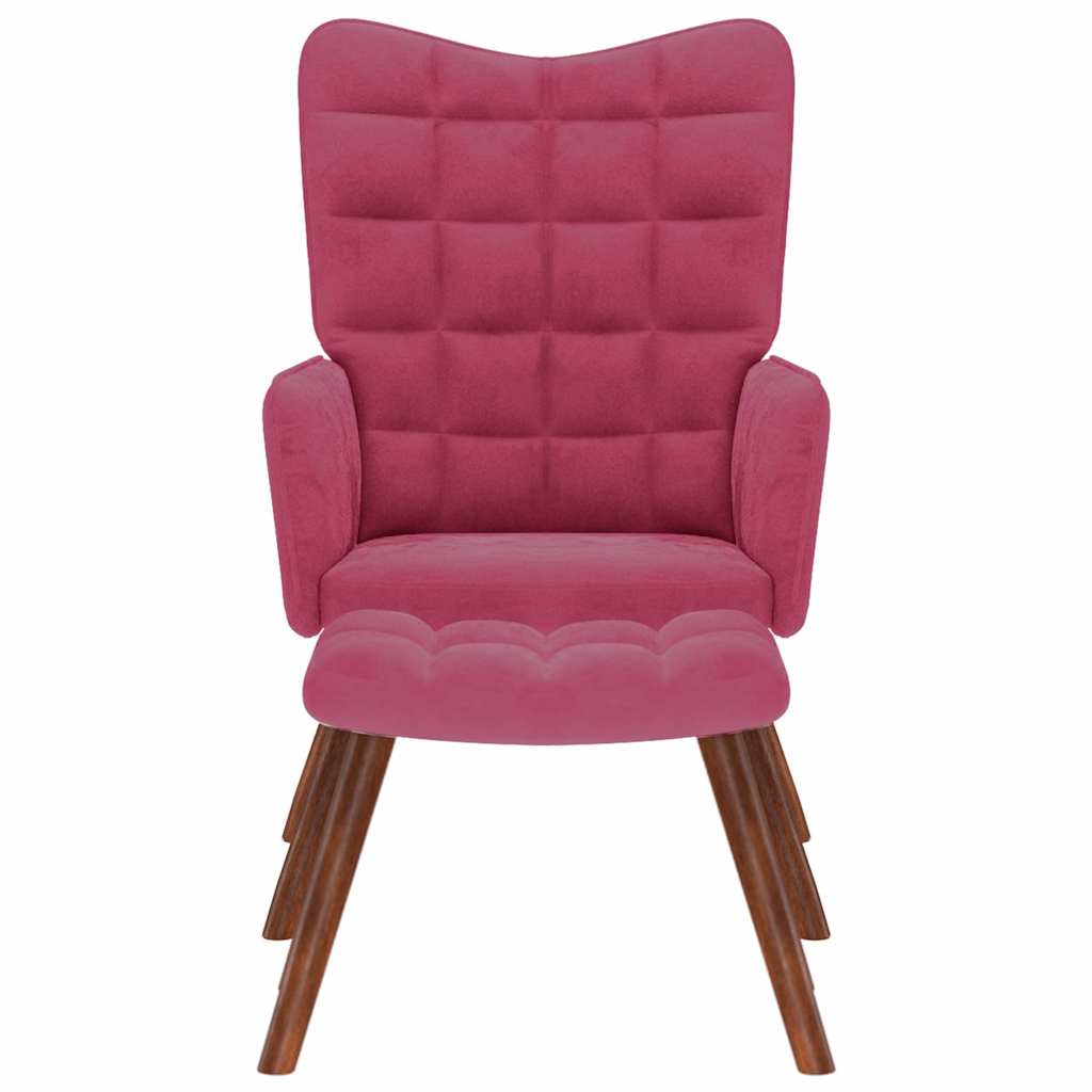 Chaise de relaxation avec tabouret Bordeaux Velours - XIOS
