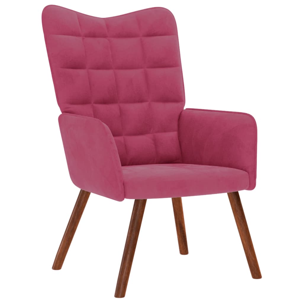 Chaise de relaxation avec tabouret Bordeaux Velours - XIOS