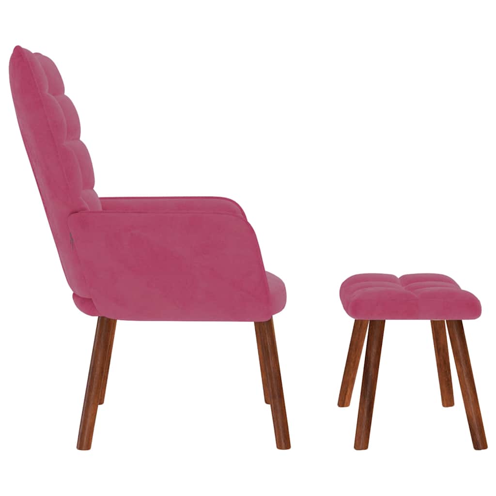 Chaise de relaxation avec tabouret Bordeaux Velours - XIOS