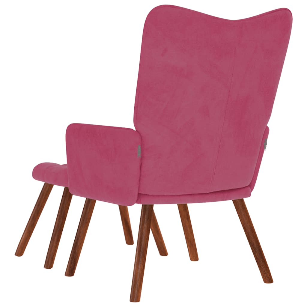 Chaise de relaxation avec tabouret Bordeaux Velours - XIOS