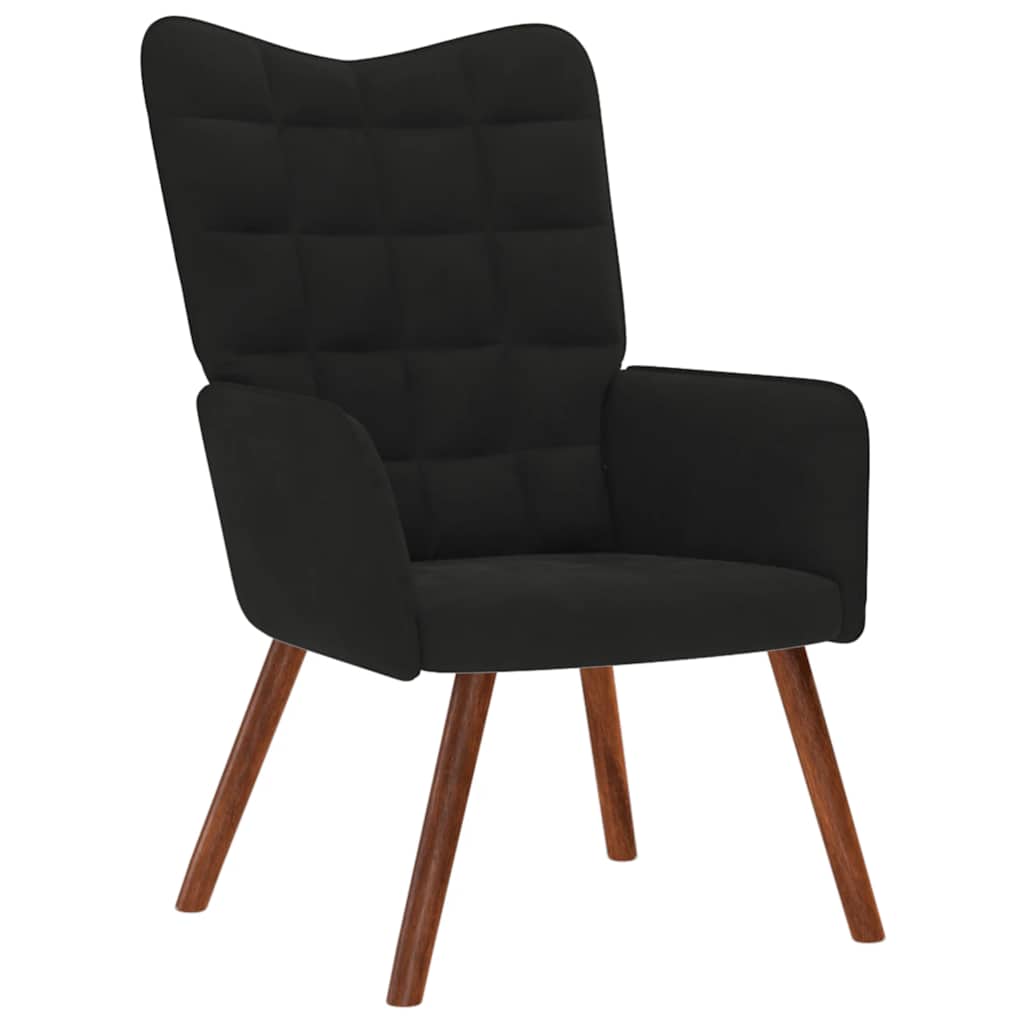 Chaise de relaxation avec tabouret Noir Velours - XIOS