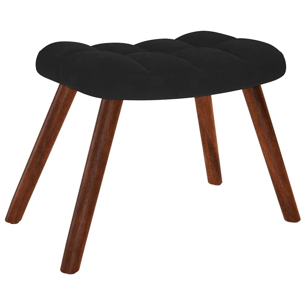 Chaise de relaxation avec tabouret Noir Velours - XIOS