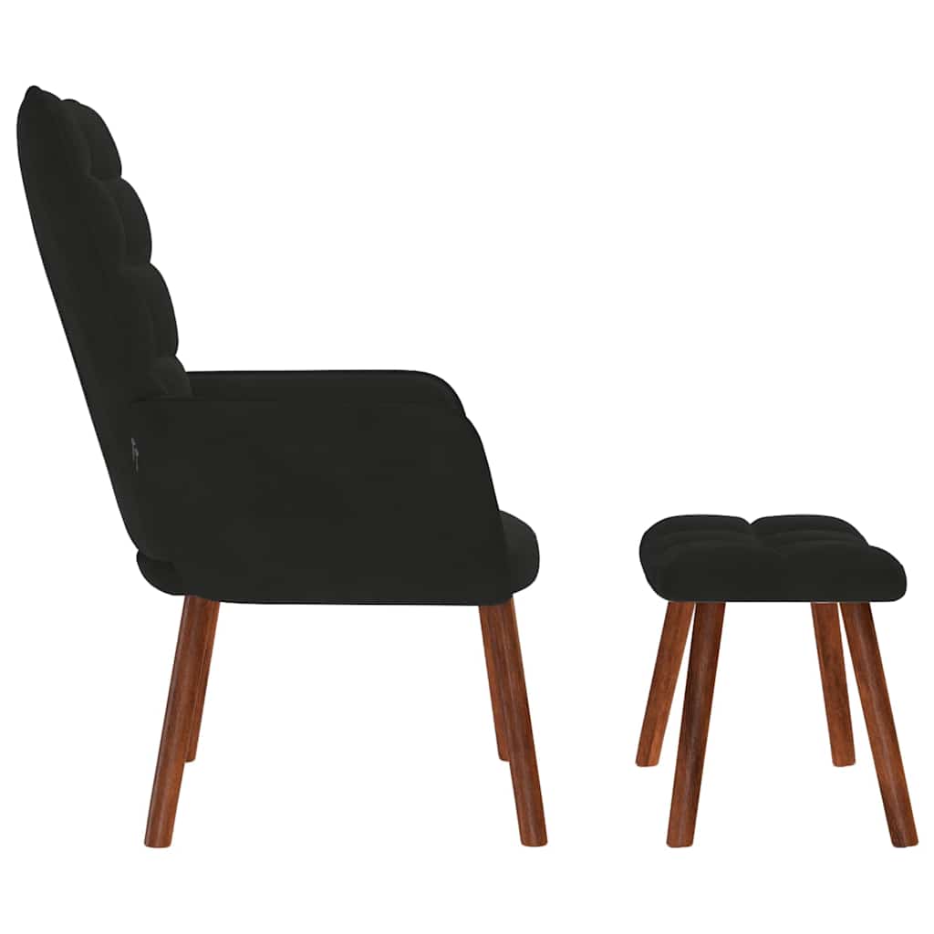 Chaise de relaxation avec tabouret Noir Velours - XIOS