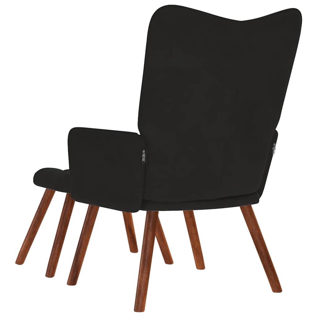 Chaise de relaxation avec tabouret Noir Velours - XIOS