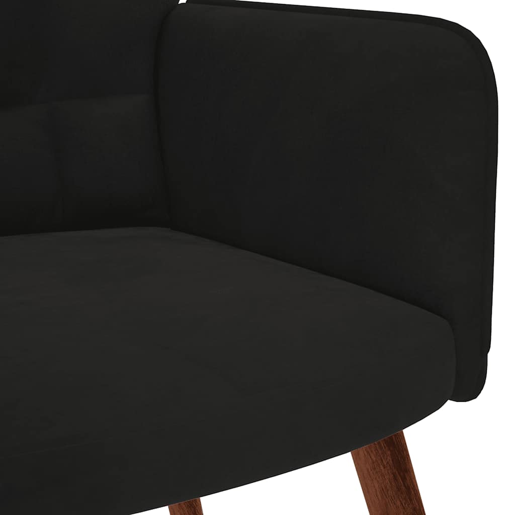 Chaise de relaxation avec tabouret Noir Velours - XIOS