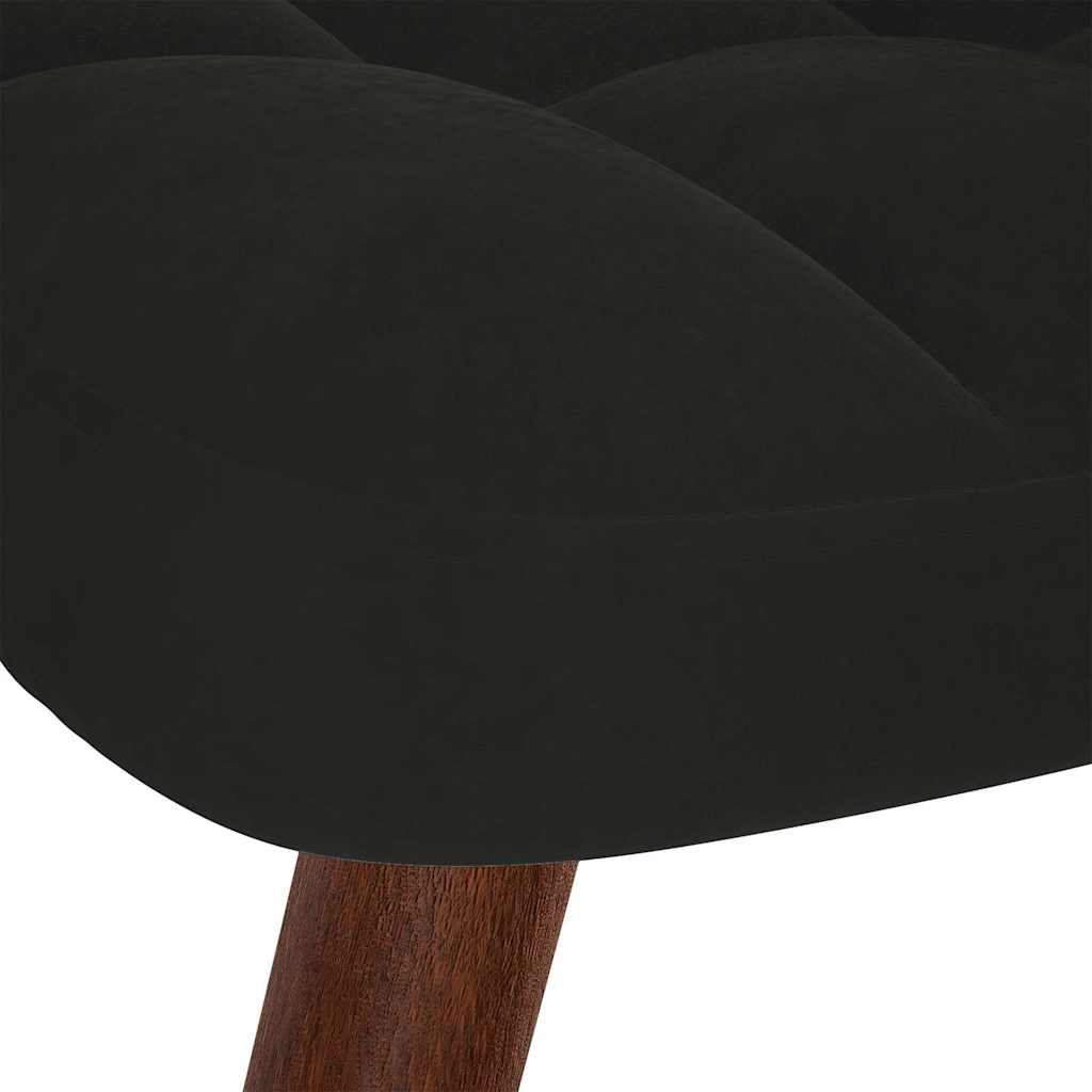 Chaise de relaxation avec tabouret Noir Velours - XIOS