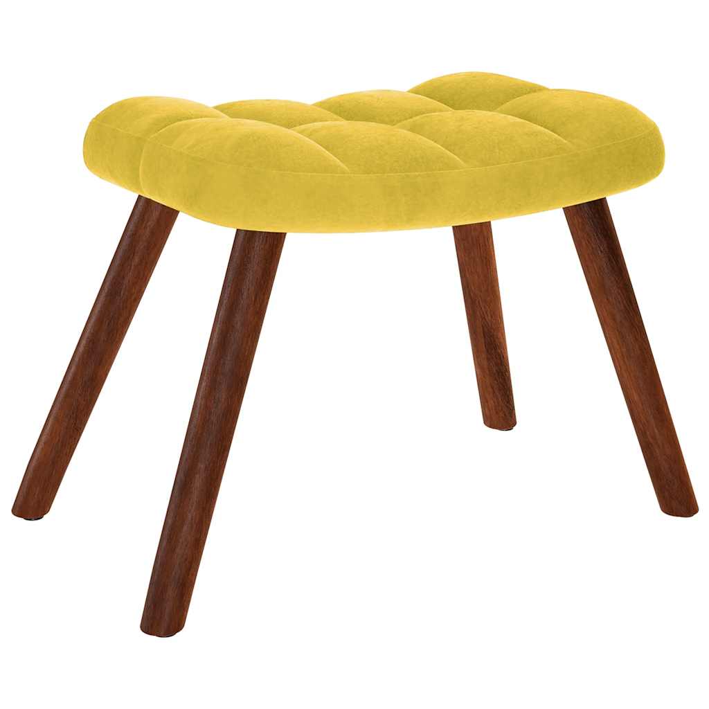 Chaise de relaxation avec tabouret jaune velours - XIOS