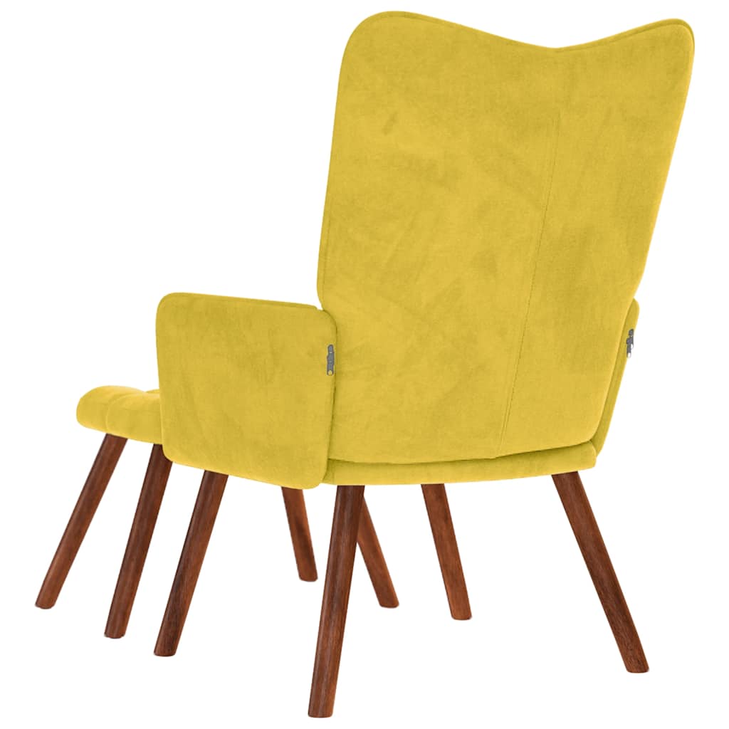 Chaise de relaxation avec tabouret jaune velours - XIOS