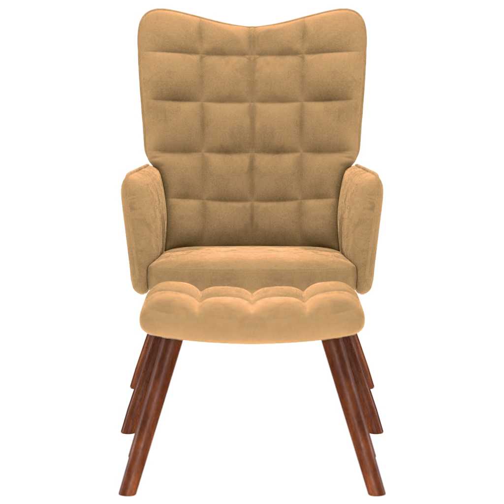 Chaise de relaxation avec tabouret Marron Velours - XIOS