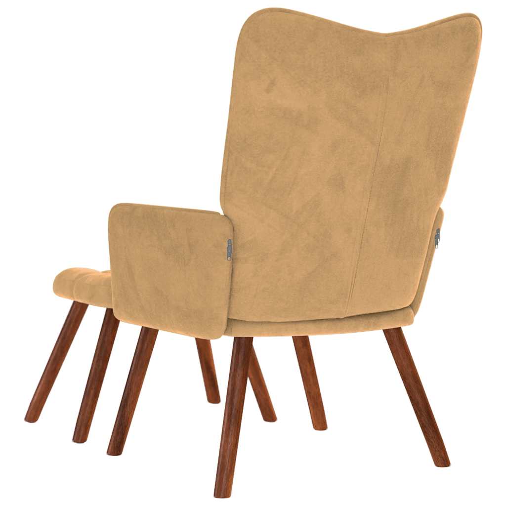 Chaise de relaxation avec tabouret Marron Velours - XIOS