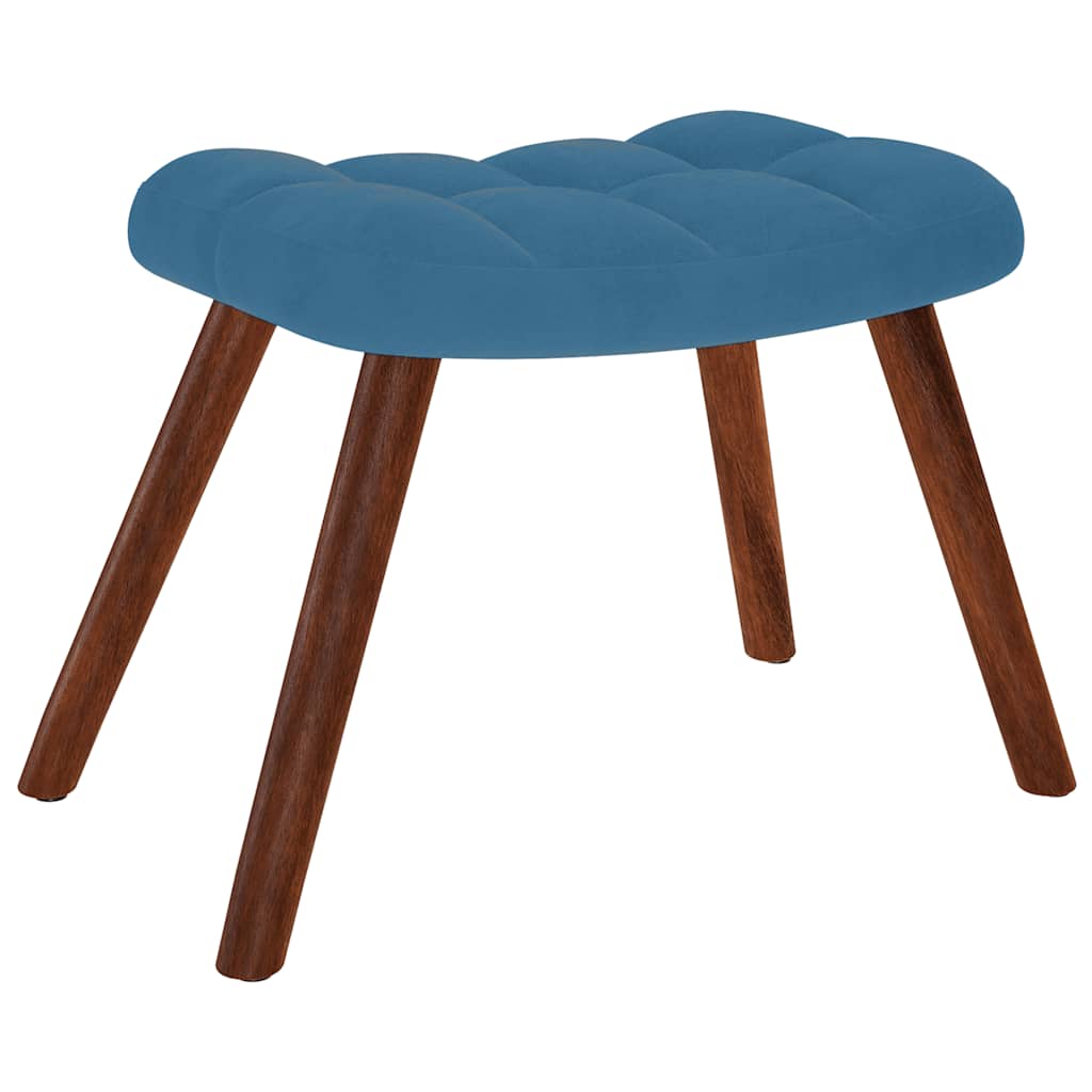 Chaise de relaxation avec tabouret Bleu Velours - XIOS
