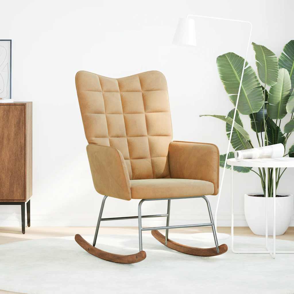 Chaise à bascule Marron Velours - XIOS