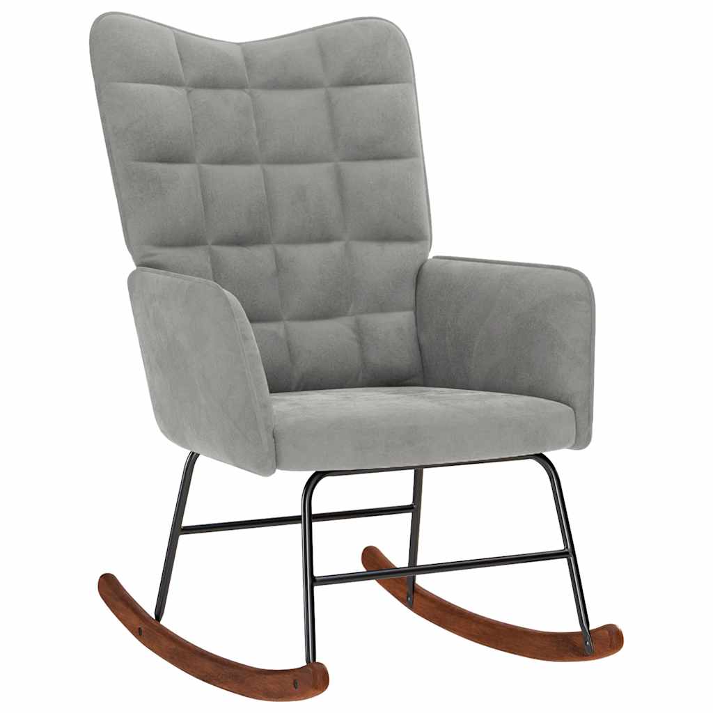 Chaise à bascule avec tabouret en velours gris clair - XIOS