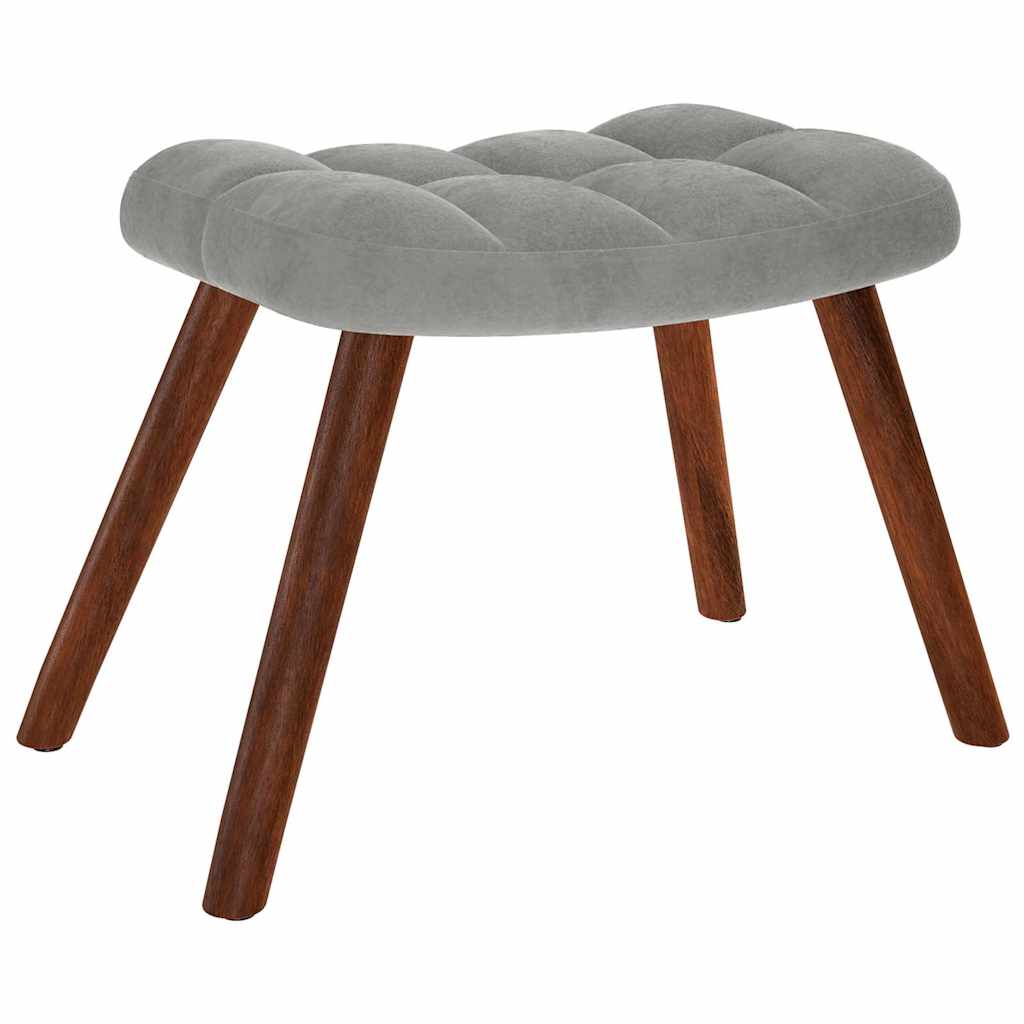 Chaise à bascule avec tabouret en velours gris clair - XIOS
