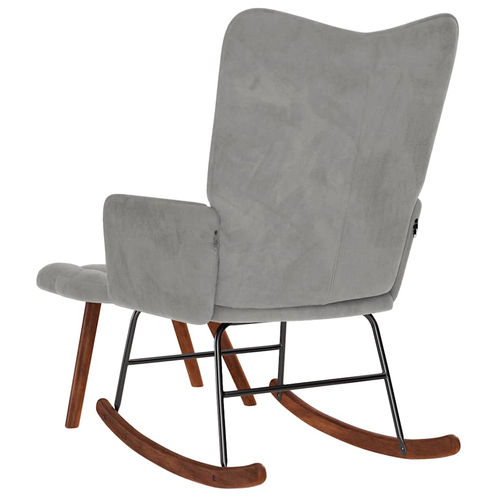 Chaise à bascule avec tabouret en velours gris clair - XIOS