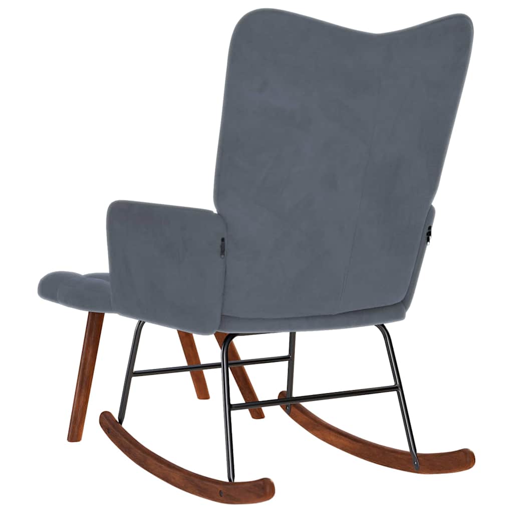 Chaise à bascule avec tabouret en velours gris foncé - XIOS