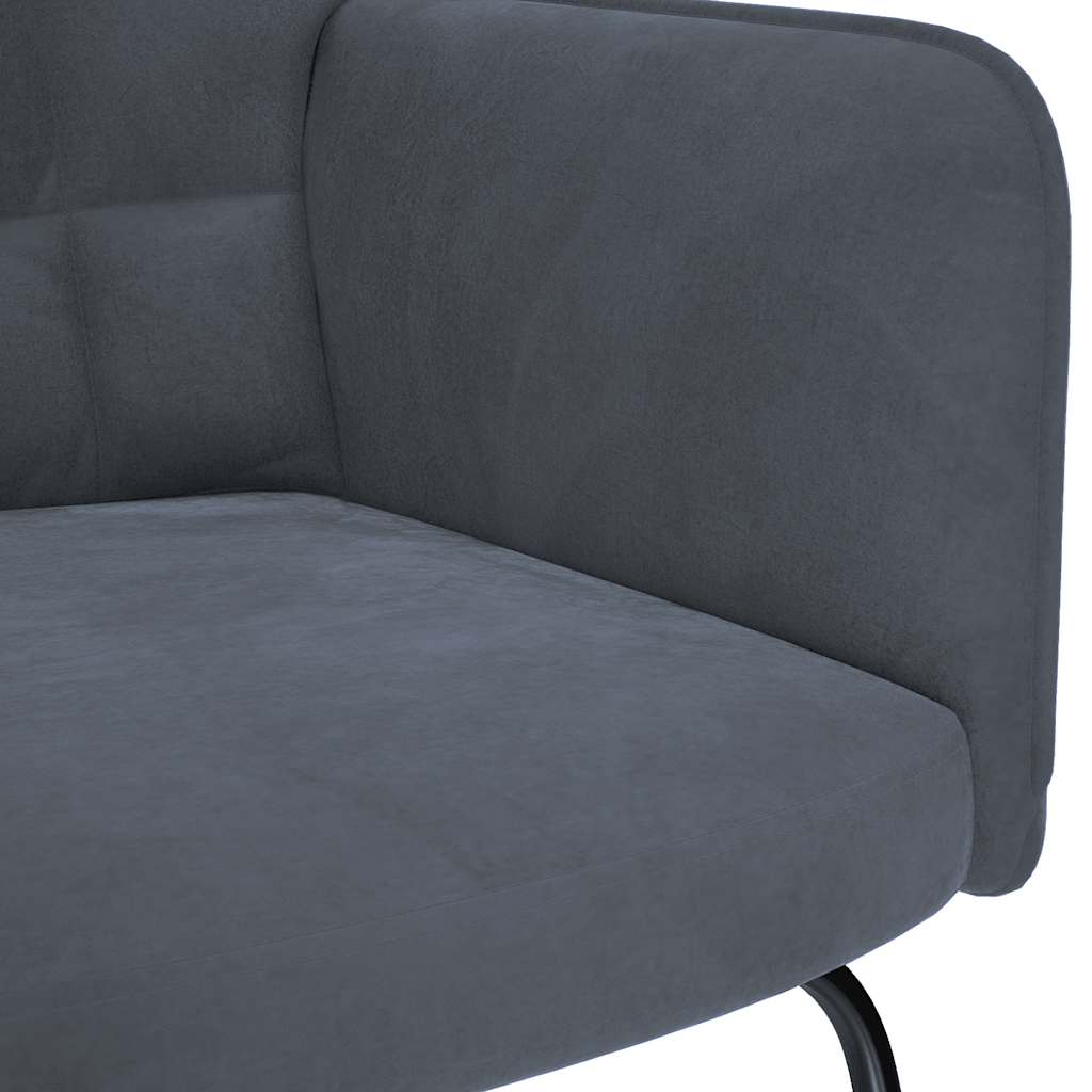 Chaise à bascule avec tabouret en velours gris foncé - XIOS